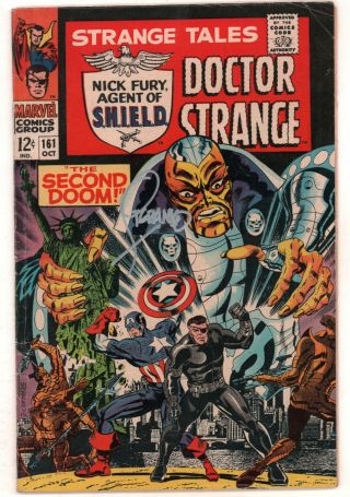 Strange Tales 161 Nick Fury - (grade 6.  5) 1967 Signed By Jim Steranko W