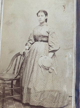 Antique Cdv Carte De Visite Photo Woman In Hoop Dress Civil War Era