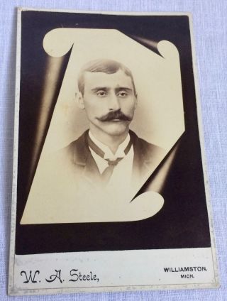 Man With Handlebar Mustache Cabinet Photo Scroll Background Williamston Mi
