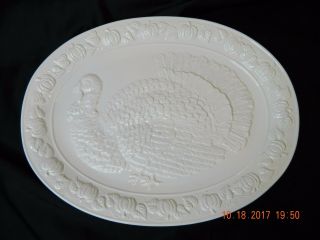 Vintage Over And Back Turkey Thanksgiving Serving Platter 18 " X 14 " Gently