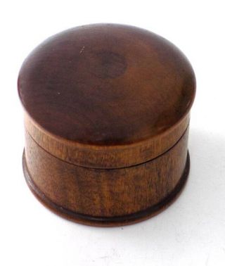 Small Antique Hand Turned Wood Round Box With Lid 2 1/2 " In Diameter 2 " High