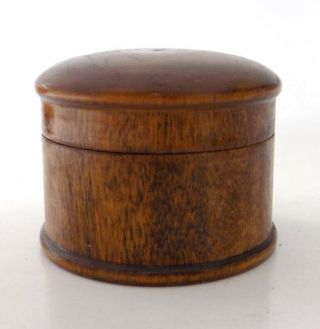 Small Antique Hand Turned Wood Round Box with Lid 2 1/2 