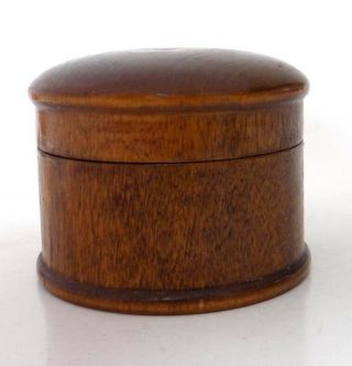 Small Antique Hand Turned Wood Round Box with Lid 2 1/2 
