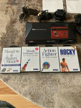 Vintage Sega Master System 3010 Console Bundle 4 Games,  Phaser And Controllers