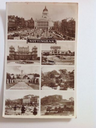 Nottingham Real Photo Views,  Posted 1938,  Vintage Postcard,  1525