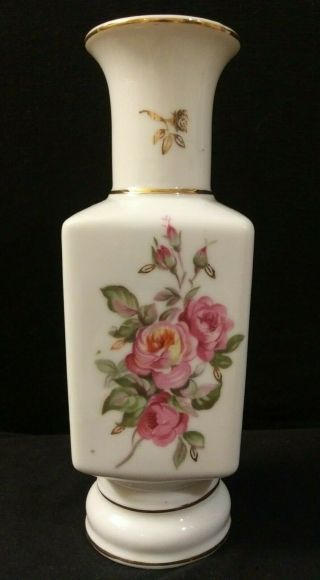 Vintage Lipper & Mann (l&m) Footed Vase Pink Rose Made In Japan Fern Importation