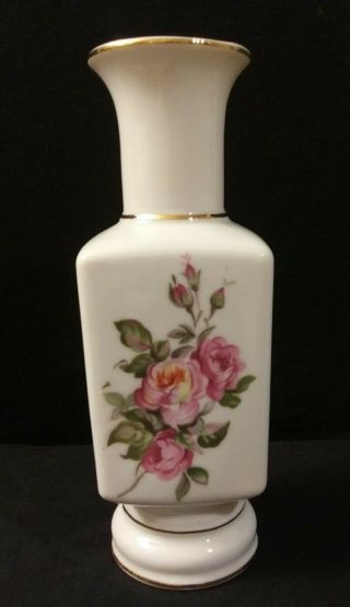 Vintage Lipper & Mann (L&M) Footed Vase Pink Rose Made in Japan Fern Importation 2