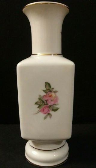 Vintage Lipper & Mann (L&M) Footed Vase Pink Rose Made in Japan Fern Importation 3