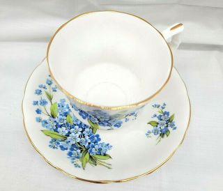Royal Windsor Forget Me Not Blue Flower Tea Cup & Saucer D 134419 3