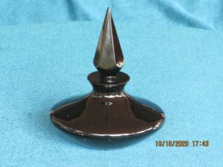 Antique Crystal Black Amethyst Glass Art Deco Perfume Bottle 4 3/4 "