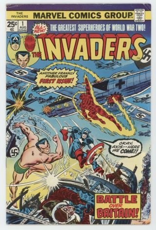 Invaders 1 1st Series Marvel 1975 Fn Vf Captain America Namor Human Torch