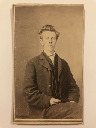 Rare Antique Logan Ohio Handsome Young Man Civil War Era Cdv Photo