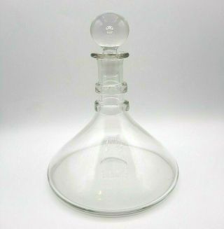 Vintage Clear Glass Ships Ship Decanter With Two Rings And Stopper