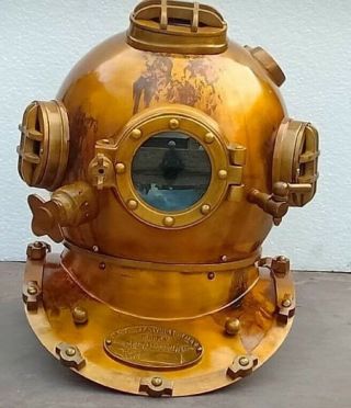 Antique Brass Scuba Deep Diving Helmet Mark Morse Sca Divers Vintage Table Gift