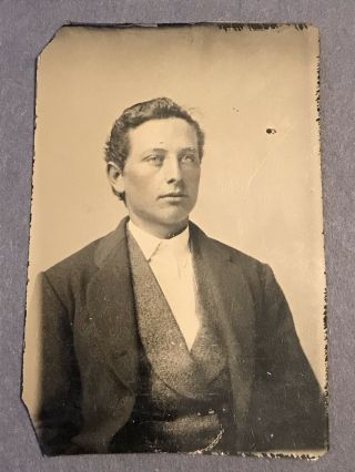 Rare Antique Young Man Civil War Era Tintype Photo