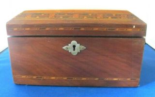 Stunning Antique/vintage Wooden Jewelry Box With Inlaid Design.  L@@k