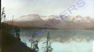 Glass Magic Lantern Slide Tagish Lake Yukon,  Chicago Transparancy,  C1900 Colored