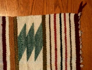Vintage Pristine Navaho Saddle Blanket,  Rug,  Wall Hanging 19x38,  Handmade Wool 3