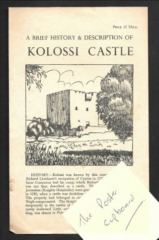 Vintage 1959 Kolossi Castle Limassol Tourist Guide Leaflet Cyprus