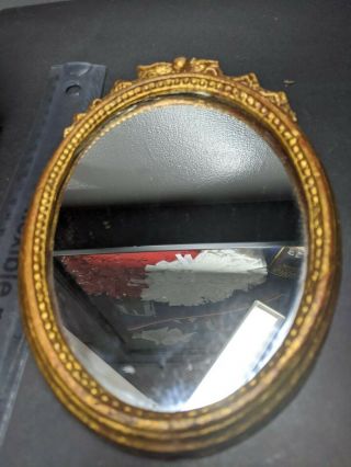 Vintage Florentia Italy Small Mirror Gold Leaf Florentine Ornate Rare