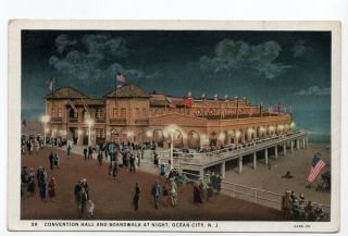 1930 Convention Hall Music Pier Ocean City Jersey Vintage Postcard