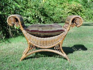 Vintage Wicker Vanity Bench Photography Prop Chair Stool Wicker By Design Nc