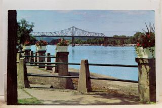 Wisconsin Wi La Crosse Riverside Park Mississippi River Bridge Postcard Old View