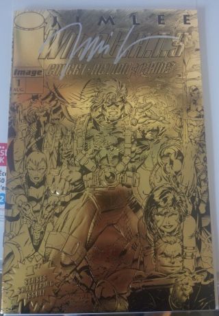 (1992) Wildc.  A.  T.  S.  1 Gold Foil Embossed Variant Signed Jim Lee Rare Vf/nm