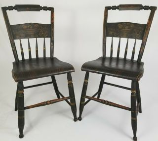 Vintage L.  Hitchcock Black Harvest Inn Accent Dining Chair Set Of Two Antique