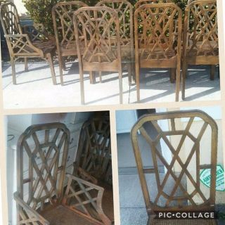 Fretwork Chinese Chippendale Cane Seats Dining Chairs Set Of 8 Palm Beach Decor