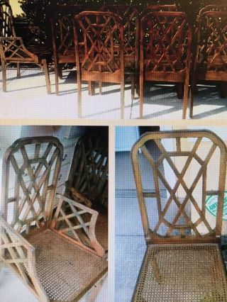 Fretwork Chinese Chippendale CANE SEATS DINING CHAIRS SET of 8 Palm Beach Decor 4