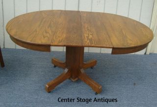 61379 Antique Oak Dining Table W/ 1 Leaf Table Top 42 " X 62 "