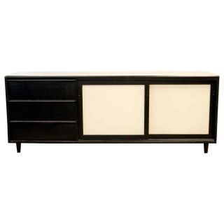 Mid Century Modern Hibriten Black & White Sideboard Dresser Credenza 1960s