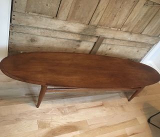 Mid - Centry Modern Surfboard Coffee Table In Walnut By Heritage Furniture