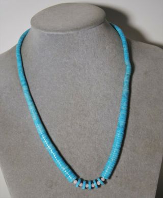 Vintage Navajo Natural Sleeping Beauty Turquoise Heishi Graduated Bead Necklace