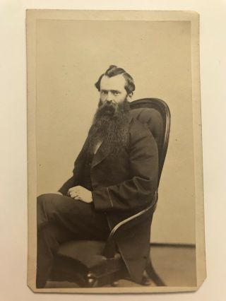 Rare Antique Boston Massachusetts Bearded Man Civil War Era Cdv Photo