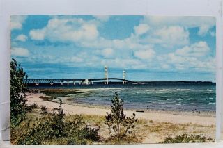 Michigan Mi Mackinac Bridge Mackinaw City Postcard Old Vintage Card View Post Pc