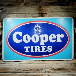 Vintage Metal Tin Cooper Tires Embossed Logo Sign 24 " X 15 " Rare