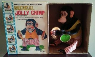 Battery Operated Musical Jolly Chimp Nmib 1960 