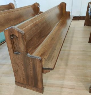 Vintage 10’ Solid Oak Mission Style Church Pew - With Padding Livingston Montana