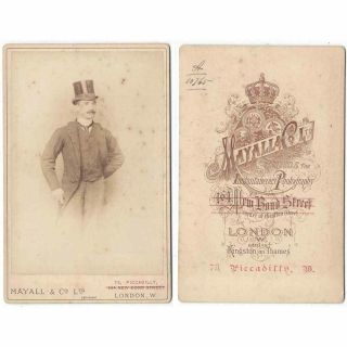 Cabinet Card Photograph Gentleman Wearing A Top Hat By Mayall Of London