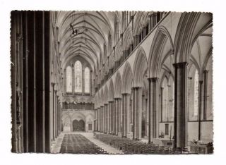 Wiltshire - Salisbury Cathedral,  The Nave - Vintage Real Photo Postcard