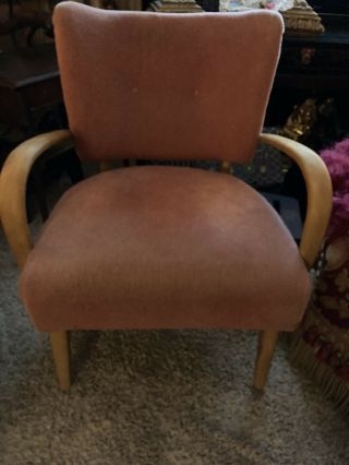 Vintage Mid Century Modern Pink Upholstered Heywood Wakefield M 30c Armchair 50s