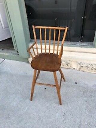 RARE ANTIQUE & OR VINTAGE SIGNED HAGERTY COHASSET MA CHILDS WINDSOR HIGH CHAIR 3