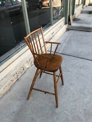 RARE ANTIQUE & OR VINTAGE SIGNED HAGERTY COHASSET MA CHILDS WINDSOR HIGH CHAIR 6