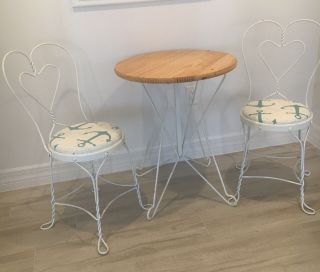 Vintage Sweetheart Cafe French Bistro/ice Cream Parlor Patio Table And Chairs