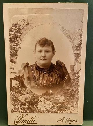 1898 Cabinet Card Photo Lovely Victorian Woman St Louis Missouri Mo Minnie Smit