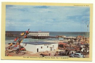 Daytona Beach Fl Pier And Amusement Section Vintage Postcard Florida