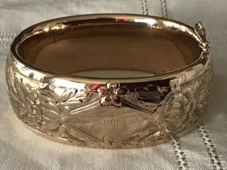 Huge And Heavy Gorgeous Victorian Gold Filled Bangle Bracelet By R.  E.  X.  Mfg.  Co