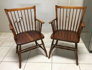 Antique Signed L & Jg Stickley Cherry Valley Windsor Arm Chairs